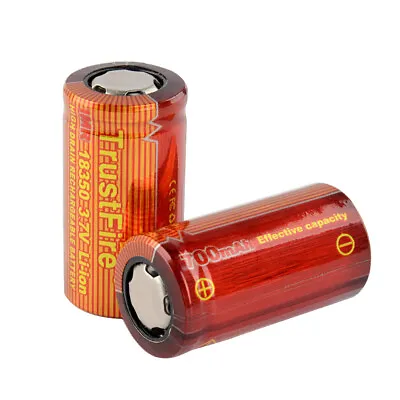 4PCS Trustfire Rechargeable IMR18350 700mAh 3.7V Flat Top Lithium Battery W/ PCB • £13.99