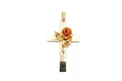 Vintage Gold Filled Rose Cross Pendant • $53.99