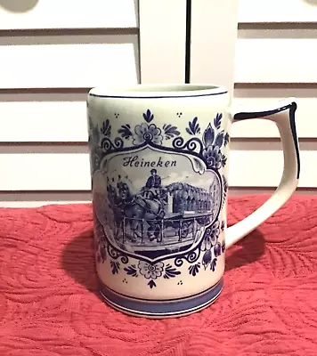 Vintage Heineken Hand Painted Delft Blue Stein Beer Mug ~ Made In Holland 5.25  • $14