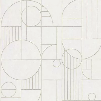 £22.78 • Buy Profhome 386992-GU Graphic Wallpaper Metallic Accents White Gold Light Grey 5.33 M2