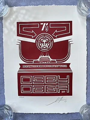 Shepard Fairey Obey Chinese Banner Letter Press Print 2014 • £100