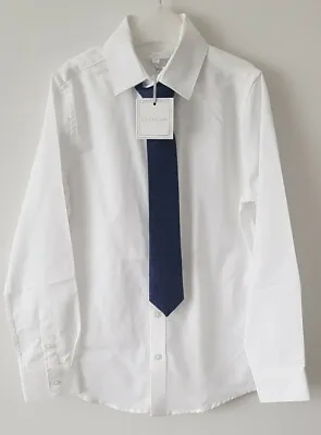 Boys Occasion Wear White Shirt & Tie Set Age 9 Brand NEW • £14.80