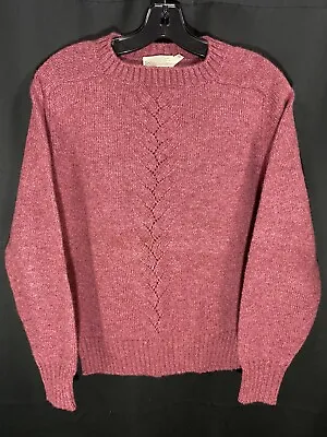 Vintage 70s Magenta 100% Shetland Wool Knit Sweater Sz 40 Alan Paine? England • $18.74