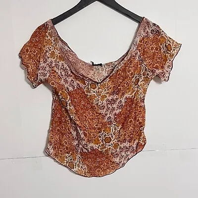 Vintage Lulu H Paris Womens Blouse Top Size M Orange Floral Made In France • $24.88