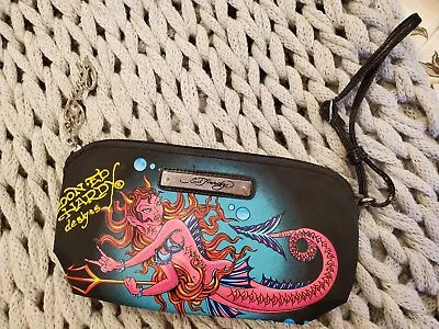Ed Hardy Black Mermaid Devil Heart Wristlet Cosmetic Bag Mini Purse  • $23