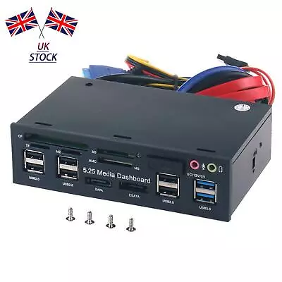 5.25in Computer Multi-function Dashboard Media Front Panel Speed USB Card Reader • £36.59