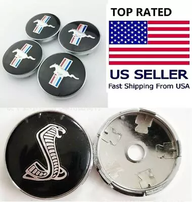 4X Ford Mustang Wheel Center Caps 60mm Rim Cobra Snake Emblem Hubcaps Cover Logo • $16.99