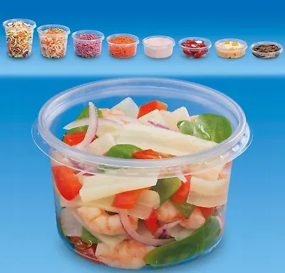 Round Plastic Food Containers With Lids Deli Pots Clear Plastic Tubs Recyclable  • £79.99