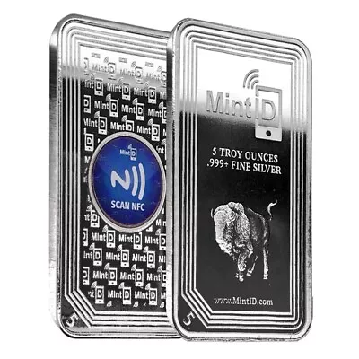 5 Oz MintID Buffalo Silver Bar .999+ Fine (NFC Scan Authentication) • $154.06