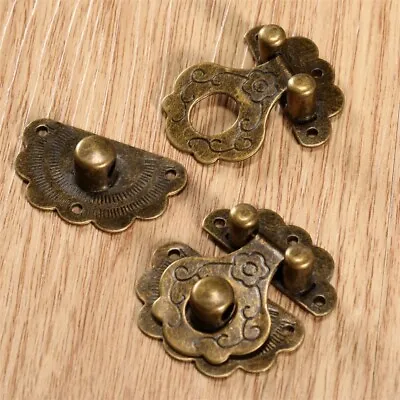 1/5pcs Antique Bronze Decorative Gift Jewelry Box Latch Hasp Cabinet Lock Clasp • $6.37