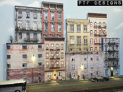 O Scale Scratch Built UP 3D Collage -8 Apartment Building Flats LED Backdrop MTH • $139.99