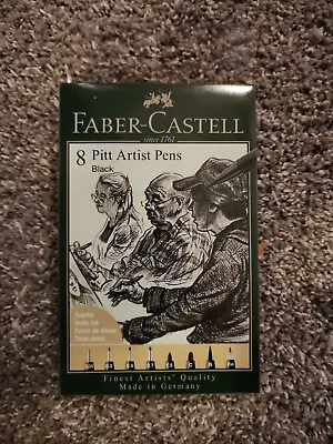 Faber Castell Pitt Artist Pens Black India Ink 8 Piece Set Assorted Sizes • $16.49