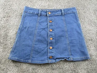 Supre Denim A Line Skirt 12 W28 Stretch Short Length Front Button • $9.65