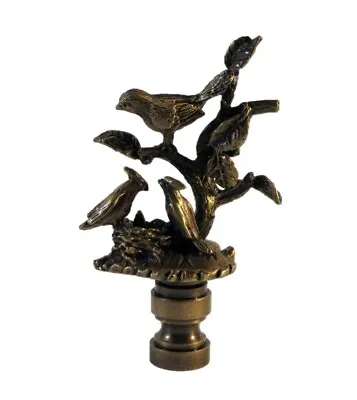 Lamp Finial-BIRDS IN BRANCHES-Aged Brass Finish Highly Detailed Metal Casting • $19