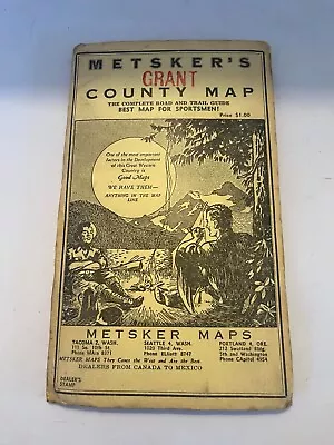 Vintage Metsker's Map Of GRANT County Oregon C1960s • $8.50