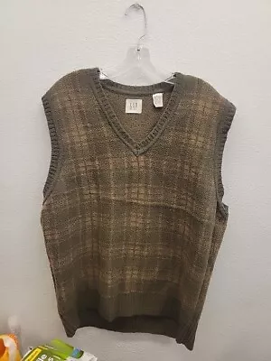 Gap Sweater Vest Mens Large Green  Vintage Classic Cable Cotton Preppy Golf. XL • $20.99