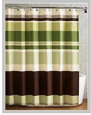 $12.25 • Buy Green  Stripes Fabric Shower Curtain