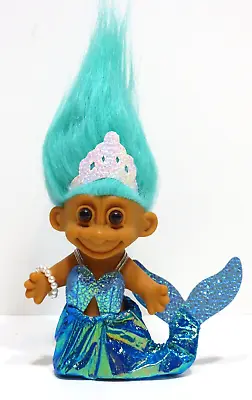 Russ Mermaid Troll Doll Vintage 5  Pearl Bracelet Iridescent Outfit Aqua Hair! • $75