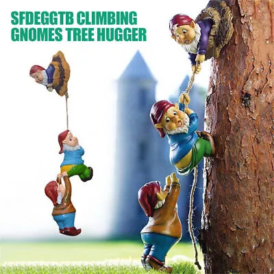 Outdoor Climbing Gnome Hanging Rope Garden Tree Decors Ornament Statue Sculpture • $19.19
