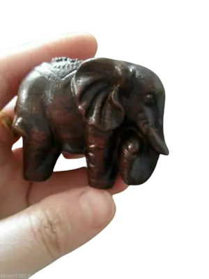 £9.25 • Buy Oriental Old Black Wood Handwork Carving Elephant Netsuke New