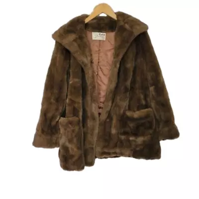 Tissavel Country Pacer Faux Fur Vintage Brown Collared Coat • $75