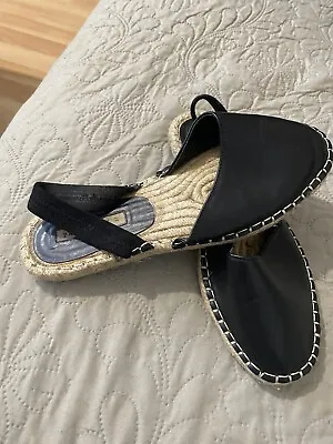 Zara Basic Black Flatform Espadrille Sandals Shoes UK 4 (EU37 US 6)leather • £7