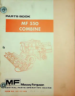 Original Massey Ferguson Parts Manual Catalog MF 550 Combine • $49.95