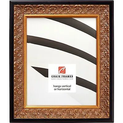 Craig Frames Furio 1.75 Inch Wide Distressed Black And Gold Picture Frame • $35.99