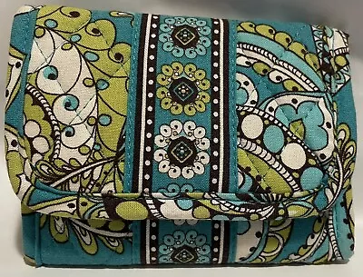 Vera Bradley Peacock Blue Pocket Wallet Excellent Retired Rare • $24