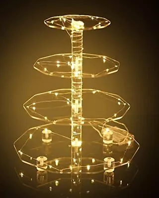 4 Tiers Cupcake Display Stand With Gold Led String Lights Wavy Edges 4 Tiers Cle • $19.44