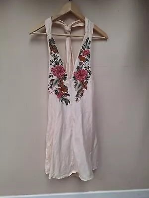 Karen Millen Made Ind Floral Bead & Embroidered Mini Dress Size 12 BNWT Blush Ne • £79.99