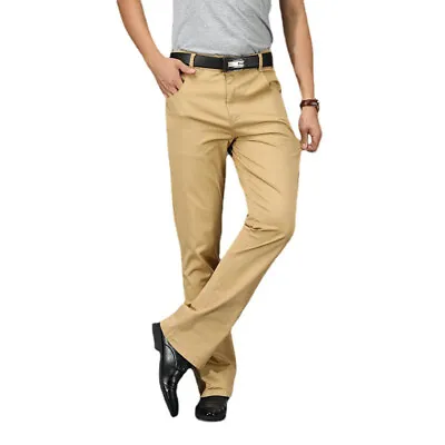 Men Bell Bottom Pants Casual Retro 70s Flared Formal Dress Stretch Slim Trousers • $51.98