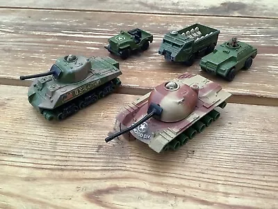 Matchbox Military Diecast Battle Kings Patton & Sherman Tanks Army Vehicles Lot • £9.99