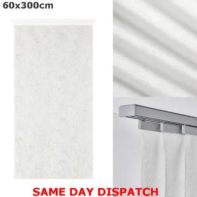 IKEA Ampelsav Panel Curtains 60x300cm White Leaves Design New Light Filtering UK • £14.99