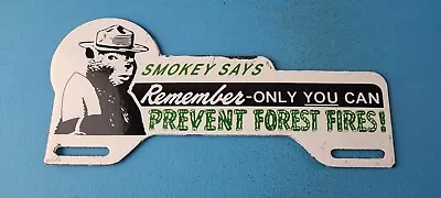 Vintage Smokey Porcelain Prevent Forest Fires Gas Sign Ad License Plate Topper • $147.47