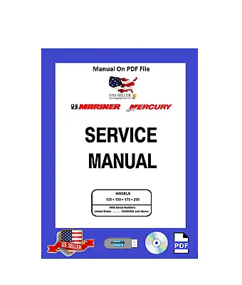 Mercury/Mariner Service Manual 135/150/175/200hp 2Stroke PDF • $14.95