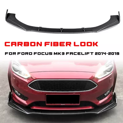 For Ford Focus MK3 14-19 Carbon Look Front Bumper Lip Splitter Spoiler Body Kit • $52.79