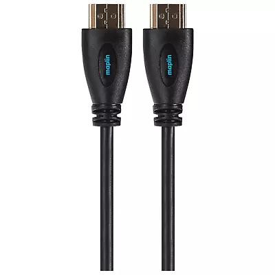 Maplin Thin HDMI To HDMI 4K Ultra HD Cable With Ethernet & Gold Connectors - Bla • £6.99