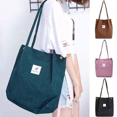 Women Canvas Corduroy Tote Bags Handbag Messenger Shoulder Bag Shopping Bag UK • £5.99