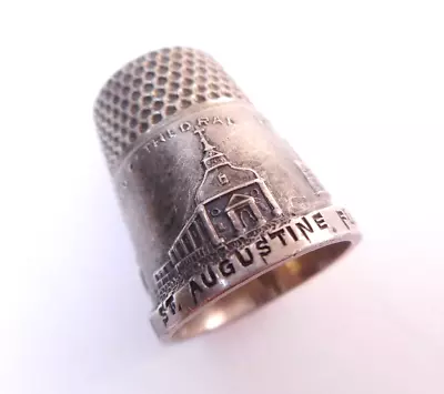 Antique Souvenir St. Augustine Florida Sterling Silver Thimble • $15.65