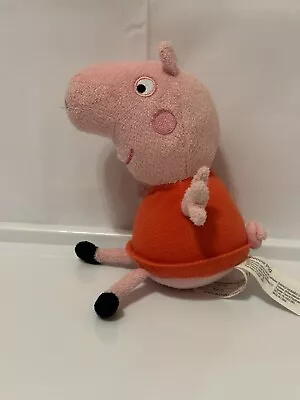 PLUSH Peppa PIG Pink ABD Ltd 7  Doll Red Dress Soft Stuffed Animal Toy 2021 • $4.99