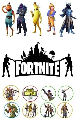 FORTNITE Edible Cake Decoration Cupcake Toppers A4 Icing/Wafer • £3.89