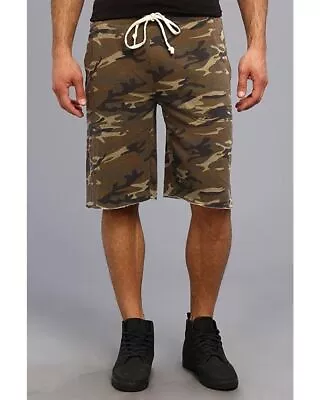 Alternative Men's Victory' Camo French Terry Knit Cutoff Shorts Green-Large • $24.94