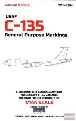 CARCD144004 1:144 Caracal Models Decals - C-135 Family General Purpose Markings • $18.19