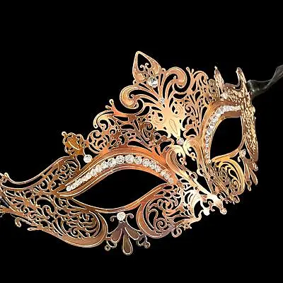 Luxury Metal Mask Venetian Halloween Ball Masquerade Mask - ROSE GOLD • $12.95