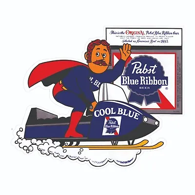 Pabst Blue Ribbon Snow Mobile Cool Blue Decal / Bumper Sticker • $3.59