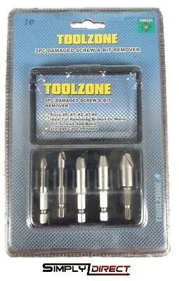 5Pc DAMAGED BROKEN STRIPPED SCREW EXTRACTOR DRILL BIT TOOL SET BOLT REMOVER CASE • £6.99