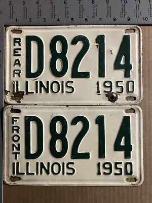 1950 Illinois Truck License Plate Pair D 8214 YOM DMV Low Number SHORTY 12033 • $16.69