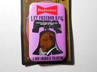 1-3/4  Budweiser Let Freedom Ring 1987 Martin Luther King Jr Beer Pinback Button • $15