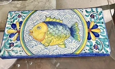 Vintage Italian Ceramic Hand Painted Tile Of A Fish Vietri • $69.99